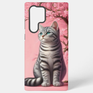 Tabby Cat Japanese Cherry Blossom Flower Kitten Samsung Galaxy Case