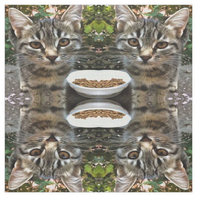 Tabby Cat Kitten Making Eye Contact Fabric (Swatch)