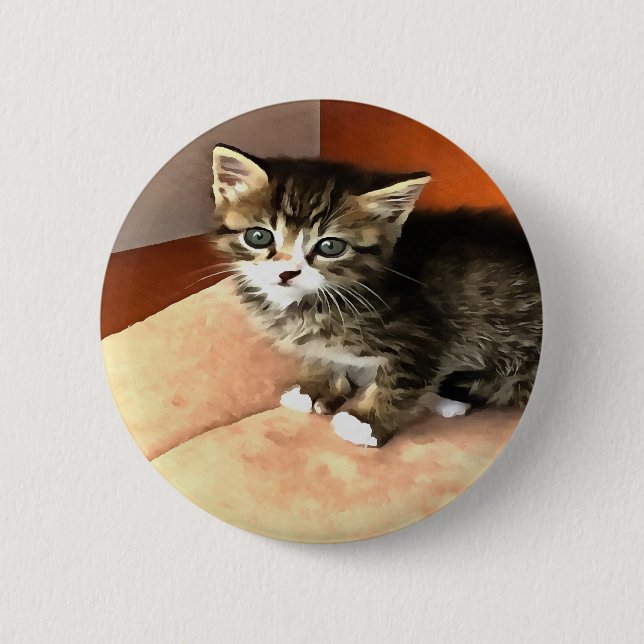 Tabby Cat Kitten Pet Portrait 6 Cm Round Badge (Front)