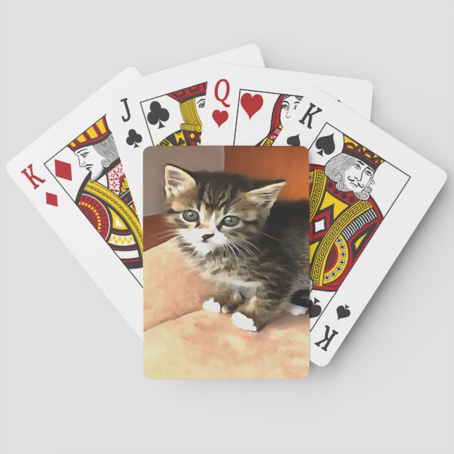 Tabby Cat Kitten Pet Portrait Playing Cards (Back)