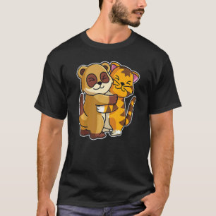 Tabby Cat & Meerkat Cute Animals For Women Cuddlin T-Shirt