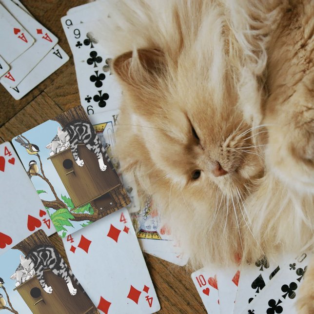 Tabby Cat Napping Birdhouse Playing Cards (Creator Uploaded)