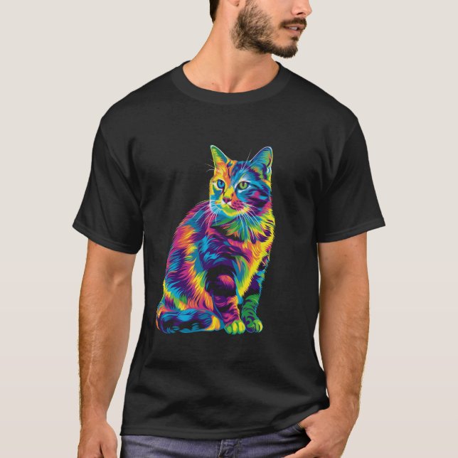 Tabby Cat Orange Cat Popart T-Shirt (Front)