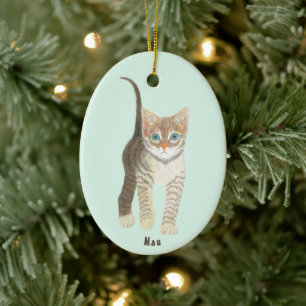 Tabby Cat Oval Ornament