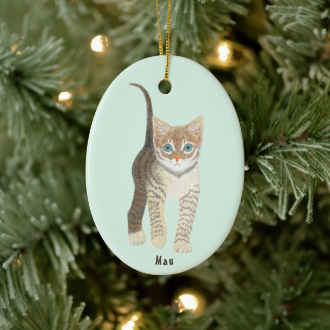 Tabby Cat Oval Ornament (Tree)