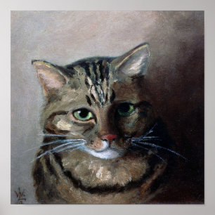 Tabby Cat Painted in Oil, Louis Wain Poster