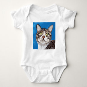 Tabby Cat Painting Baby Bodysuit