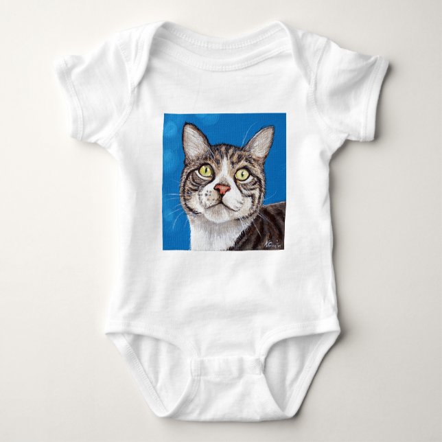 Tabby Cat Painting Baby Bodysuit (Front)