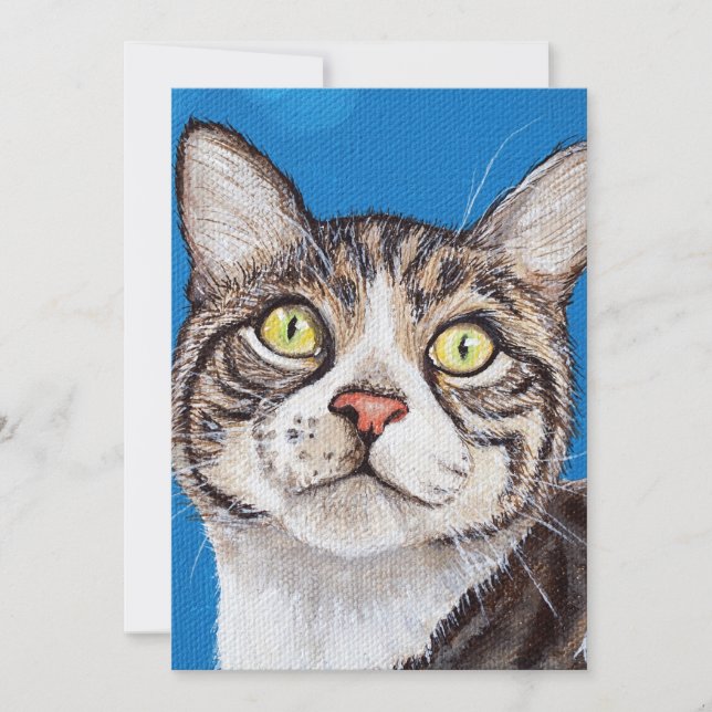 Tabby Cat Painting Flat Card (Front)