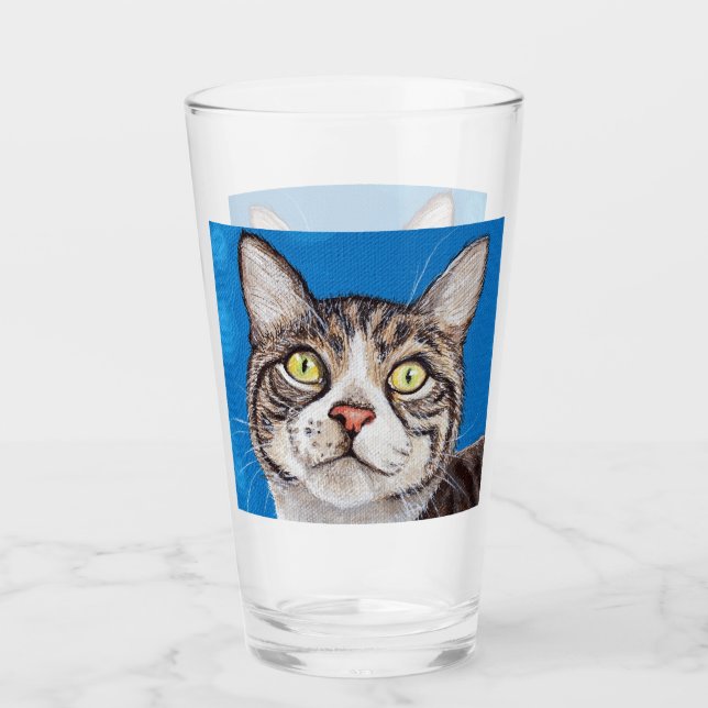 Tabby Cat Painting Glass (Front)