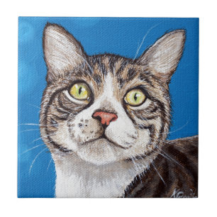 Tabby Cat Painting Tile