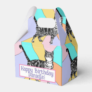 Tabby Cat Pastel Birthday Cats Cake Favour Box