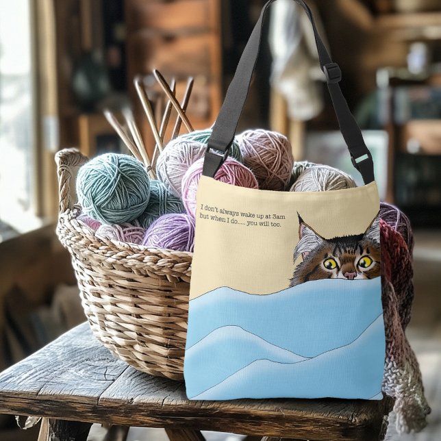 Tabby Cat Peeking Blue Funny Crossbody Bag (Creator Uploaded)