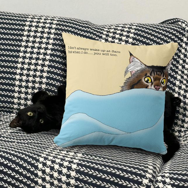 Tabby Cat Peeking Blue Funny Cushion (Creator Uploaded)
