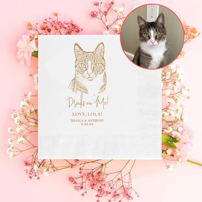 Tabby Cat Personalised Drinks on Me Napkins (Creator Uploaded)
