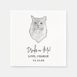 Tabby Cat Personalised Drinks on Me Napkins