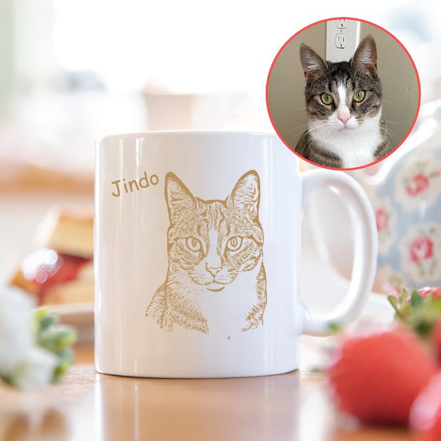 Tabby Cat Personalised Hand Drawing Coffee Mug (Creator Uploaded)