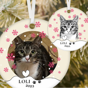 Tabby Cat Personalized Hand Drawing Ceramic Tree Decoration