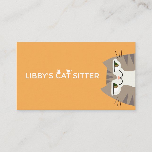 Tabby Cat Pet Sitting QR code  Business Card (Front)