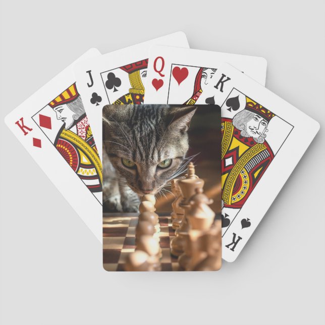 Tabby Cat Playing Chess Playing Cards (Back)