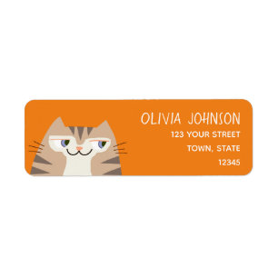 Tabby Cat Return Address Label Cute Name