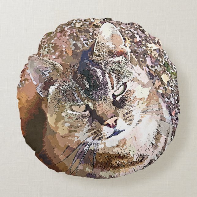 TABBY CAT ROUND CUSHION (Front)
