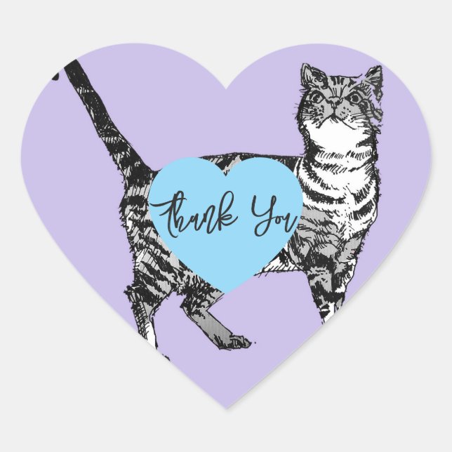 Tabby Cat Stickers Purple Cute cats Sticker Set (Front)