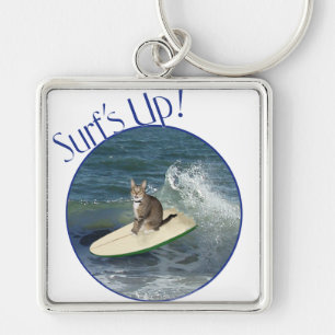 Tabby Cat Surf's Up! Key Ring