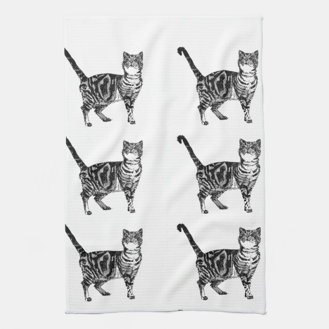 Tabby Cat Tea Towel (Vertical)