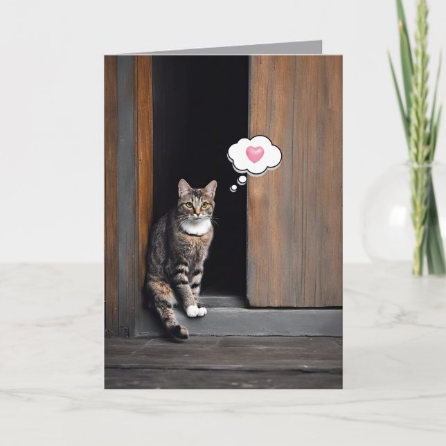 Tabby Cat Thinking of You Card (Front)