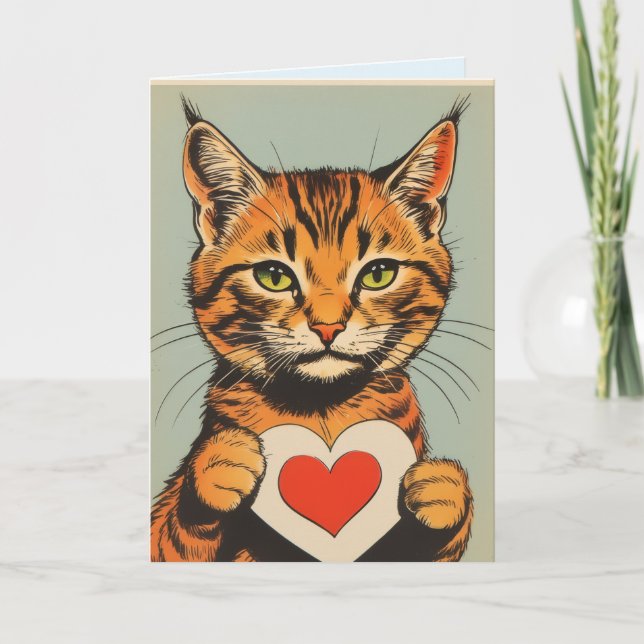 TABBY CAT VALENTINE'S DAY Greeting Card (Front)