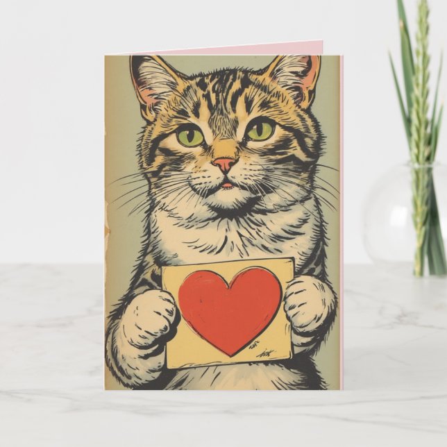 TABBY CAT VALENTINE'S DAY Greeting Card (Front)