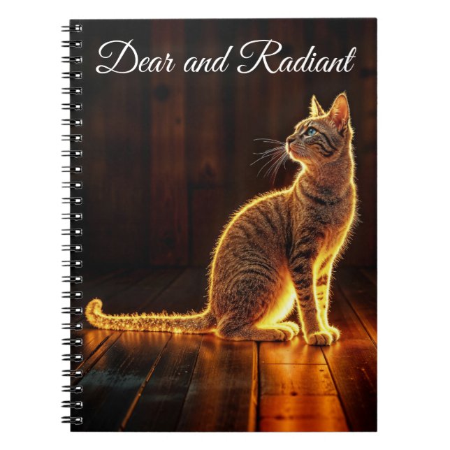 Tabby cat warm lighting animal glowing aura notebook (Front)