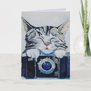 TABBY CAT WATERCOLOR ART BIRTHDAY Greeting Card