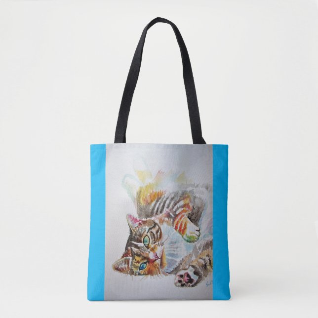 Tabby Cat Watercolor Ginger Cats lovers Tote Bag (Front)