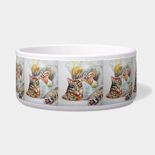 Tabby Cat Watercolour Cute Cats Art Large Pet Bowl