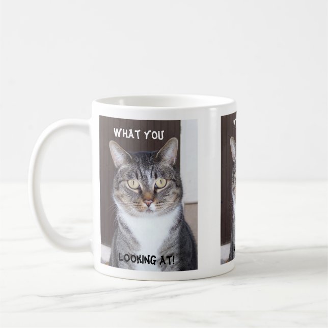 Tabby Cat What you, Looking Coffee Mug (Left)