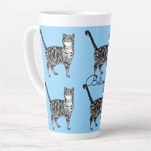 Tabby Cat Whimsical Light Blue Cats Latte Latte Mug