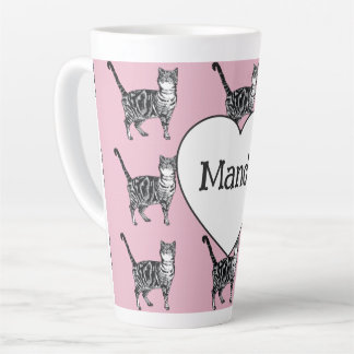 Tabby Cat Whimsical Light Pink Cats Girls Latte Mug