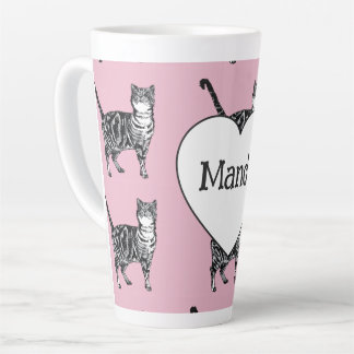 Tabby Cat Whimsical Light Pink Cats Girls Latte Mug