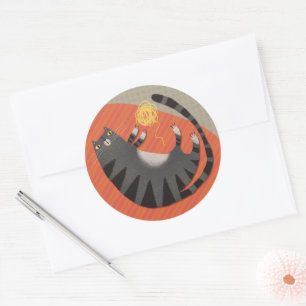 Tabby Cat wih Yarn Classic Round Sticker