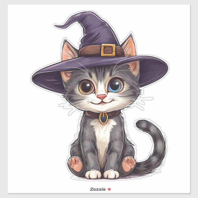 Tabby Cat Witch Hat Cute Halloween Pet Lovers (Sheet)