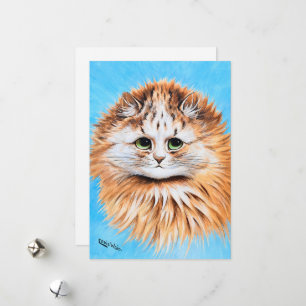Tabby Cat With Green Eyes, Head Study by L. Wain Holiday Card