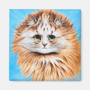 Tabby Cat With Green Eyes, Head Study by L. Wain Magnet