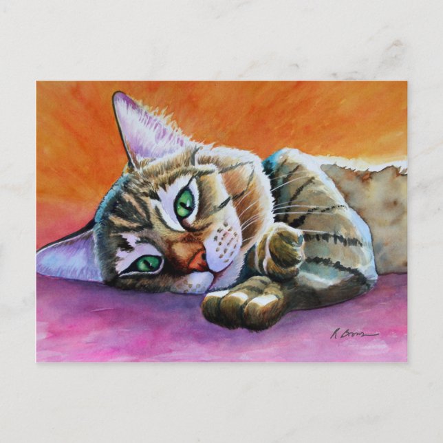 Tabby Cat with Smooshy Face Postcard (Front)
