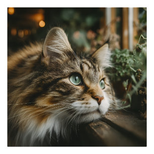 Tabby Cat Wooden Ledge Photo Print