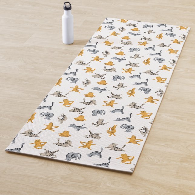 Tabby cats doing yoga Yoga Mat (In Situ)