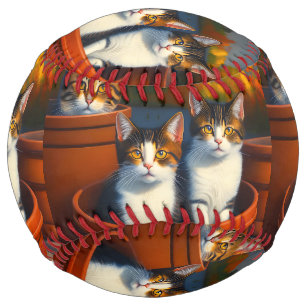 Tabby Cats In Pots, Customizable Softball