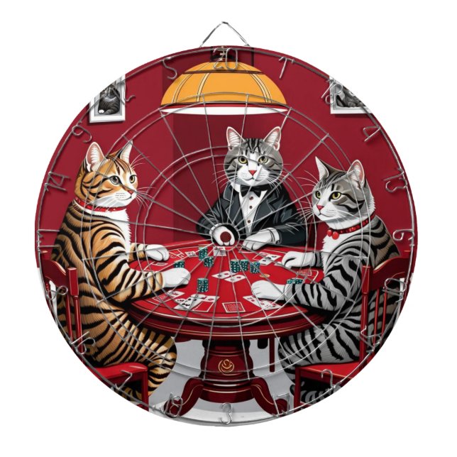 Tabby Cats Playing Poker Dartboard (Front)