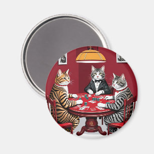 Tabby Cats Playing Poker Magnet